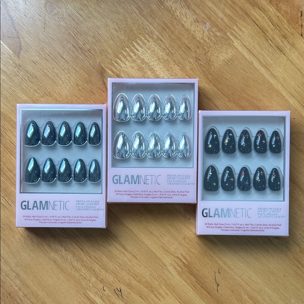 Glamnetic Press-On Nails Set - Black, Silver, Multicolor